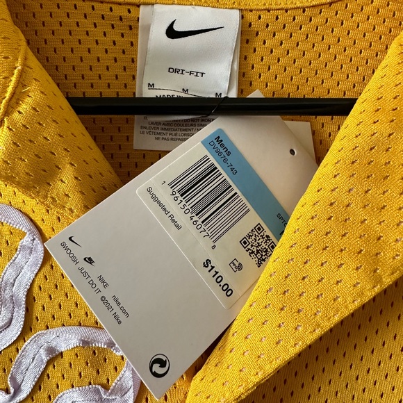 Nike Uphoria Men’s Medium Yellow Mesh Button-Up Short Sleeve Shirt - Picture 6 of 6